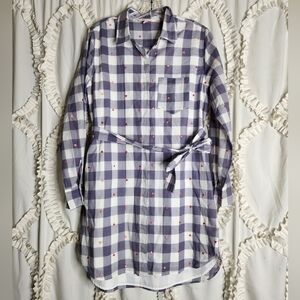 Victoria's Secret Plaid Gingham Heart Tie Waist Shirt Dress Fall Sz 8